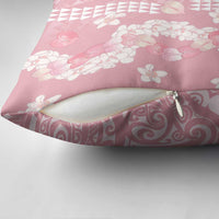 Soft Pink Hawaii Anthurium Plumeria Lei Pillow Cover