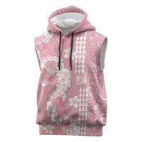 Soft Pink Hawaii Anthurium Plumeria Lei Sleeveless Hoodie
