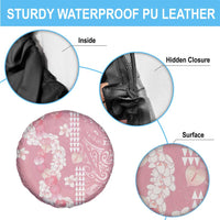 Soft Pink Hawaii Anthurium Plumeria Lei Spare Tire Cover