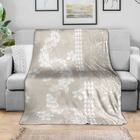Suede Beige Hawaii Anthurium Plumeria Lei Blanket