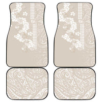 Suede Beige Hawaii Anthurium Plumeria Lei Car Mats