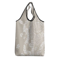 Suede Beige Hawaii Anthurium Plumeria Lei Grocery Bag
