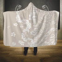 Suede Beige Hawaii Anthurium Plumeria Lei Hooded Blanket