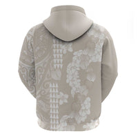 Suede Beige Hawaii Anthurium Plumeria Lei Hoodie