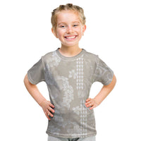 Suede Beige Hawaii Anthurium Plumeria Lei Kid T Shirt
