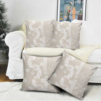 Suede Beige Hawaii Anthurium Plumeria Lei Pillow Cover