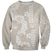 Suede Beige Hawaii Anthurium Plumeria Lei Sweatshirt
