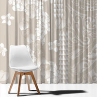 Suede Beige Hawaii Anthurium Plumeria Lei Window Curtain