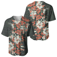 Hawaii Tartan With Hibiscus Baseball Jersey Polynesian Pattern Vintage