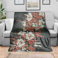 Hawaii Tartan With Hibiscus Blanket Polynesian Pattern Vintage