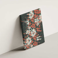 Hawaii Tartan With Hibiscus Canvas Wall Art Polynesian Pattern Vintage
