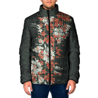 Hawaii Tartan With Hibiscus Padded Jacket Polynesian Pattern Vintage