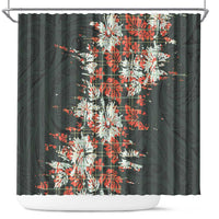 Hawaii Tartan With Hibiscus Shower Curtain Polynesian Pattern Vintage