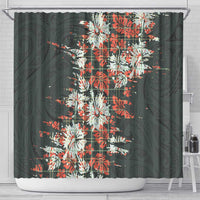 Hawaii Tartan With Hibiscus Shower Curtain Polynesian Pattern Vintage