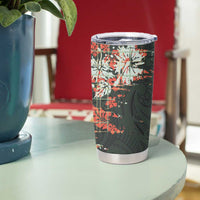 Hawaii Tartan With Hibiscus Tumbler Cup Polynesian Pattern Vintage