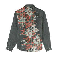 Hawaii Tartan With Hibiscus Women Casual Shirt Polynesian Pattern Vintage