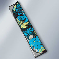 Japanese Hawaiian Crane Auto Sun Shade Blue Tapa Patchwork Pattern