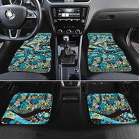 Japanese Hawaiian Crane Car Mats Blue Tapa Patchwork Pattern