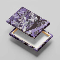 Japanese Hawaiian Crane Canvas Wall Art Purple Tapa Patchwork Pattern