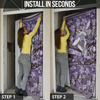 Japanese Hawaiian Crane Door Cover Purple Tapa Patchwork Pattern