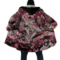 Japanese Hawaiian Crane Cloak Soft Pink Tapa Patchwork Pattern