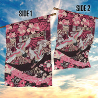 Japanese Hawaiian Crane Garden Flag Soft Pink Tapa Patchwork Pattern