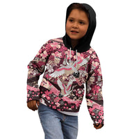 Japanese Hawaiian Crane Kid Hoodie Soft Pink Tapa Patchwork Pattern