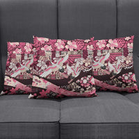 Japanese Hawaiian Crane Pillow Cover Soft Pink Tapa Patchwork Pattern