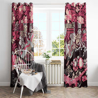 Japanese Hawaiian Crane Window Curtain Soft Pink Tapa Patchwork Pattern
