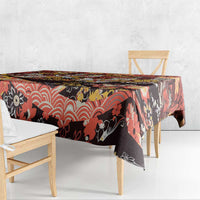 Japanese Hawaiian Crane Tablecloth Yellow Ochre Tapa Patchwork Pattern