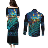 Matariki Te Tau Hou Maori Couples Matching Puletasi and Long Sleeve Button Shirt New Zealand Silver Fern Night Starry Sky LT9 - Polynesian Pride