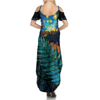 Matariki Te Tau Hou Maori Summer Maxi Dress New Zealand Silver Fern Night Starry Sky LT9 - Polynesian Pride
