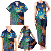 Personalised New Zealand Matariki Art Star Family Matching Tank Maxi Dress and Hawaiian Shirt Koru Fern Night Starry Sky LT9 - Polynesian Pride