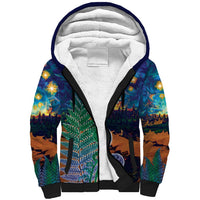 Personalised New Zealand Matariki Art Star Sherpa Hoodie Koru Fern Night Starry Sky LT9 Unisex Black - Polynesian Pride