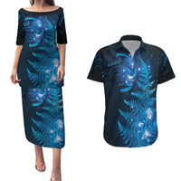New Zealand Matariki Couples Matching Puletasi and Hawaiian Shirt Blue Milky Way Stars Night Sky LT9 Blue - Polynesian Pride
