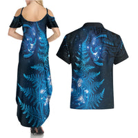 New Zealand Matariki Couples Matching Summer Maxi Dress and Hawaiian Shirt Blue Milky Way Stars Night Sky LT9 - Polynesian Pride