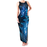 New Zealand Matariki Family Matching Tank Maxi Dress and Hawaiian Shirt Blue Milky Way Stars Night Sky LT9 Mom's Dress Blue - Polynesian Pride