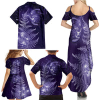 New Zealand Matariki Family Matching Summer Maxi Dress and Hawaiian Shirt Purple Milky Way Stars Night Sky LT9 - Polynesian Pride