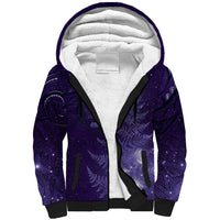 New Zealand Matariki Sherpa Hoodie Purple Milky Way Stars Night Sky LT9 Unisex Purple - Polynesian Pride