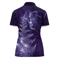 New Zealand Matariki Women Polo Shirt Purple Milky Way Stars Night Sky LT9 - Polynesian Pride