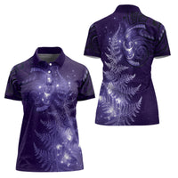 New Zealand Matariki Women Polo Shirt Purple Milky Way Stars Night Sky LT9 - Polynesian Pride