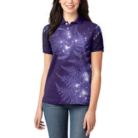 New Zealand Matariki Women Polo Shirt Purple Milky Way Stars Night Sky LT9 - Polynesian Pride