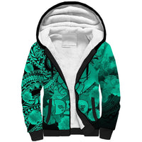 Personalised Polynesian Pride Happy Father Day Sherpa Hoodie I Love You Dad - Polynesian Tribal Green LT9 Unisex Green - Polynesian Pride