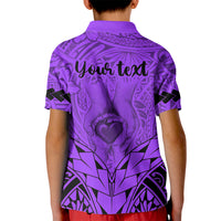 Personalised Polynesian Father's Day Gift For Dad Kid Polo Shirt Super Father In The World - Purple Polynesian Pattern LT9 - Polynesian Pride