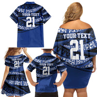 Fiji Rugby Pacific Custom Family Matching Off Shoulder Short Dress and Hawaiian Shirt Pasifika Tapa Pattern LT9 - Polynesian Pride