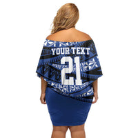 Fiji Rugby Pacific Custom Family Matching Off Shoulder Short Dress and Hawaiian Shirt Pasifika Tapa Pattern LT9 - Polynesian Pride