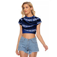 Fiji Rugby Pacific Custom Raglan Cropped T Shirt Pasifika Tapa Pattern