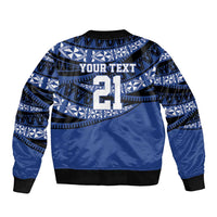 Fiji Rugby Pacific Custom Sleeve Zip Bomber Jacket Pasifika Tapa Pattern