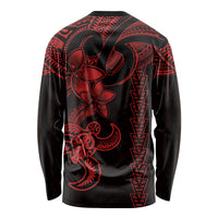Hawaiian Tribal Long Sleeve Shirt Polynesian Kakau Turtle - Red LT9