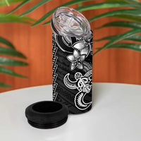 White Hawaiian Kakau Turtle 4 in 1 Can Cooler Tumbler Polynesian Tribal LT9 - Polynesian Pride